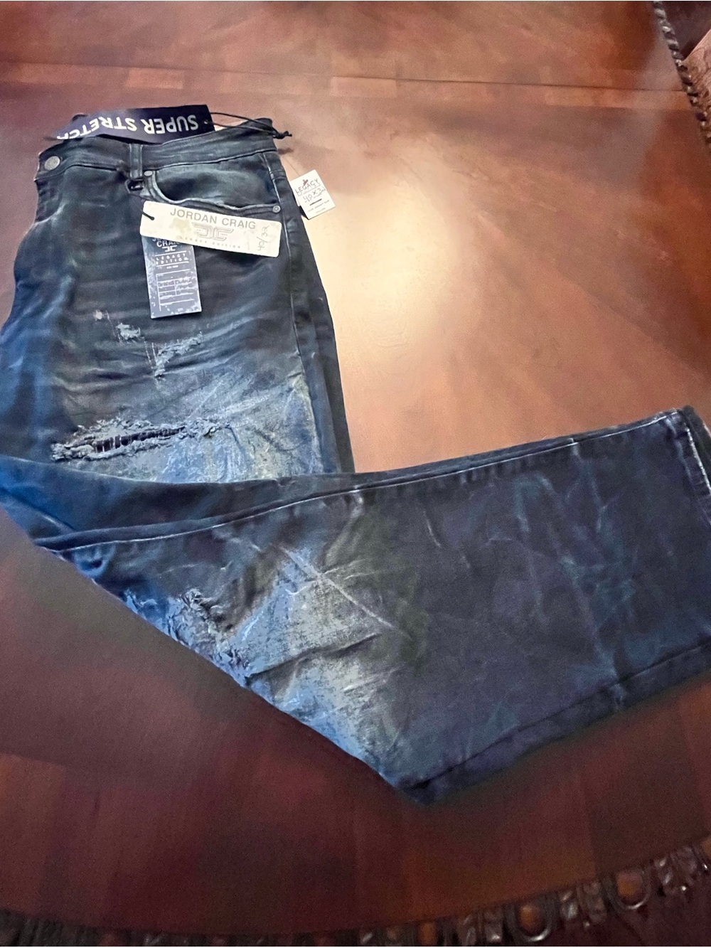 Jordan Craig Men’s Slim Distressed Washed Blue Jeans